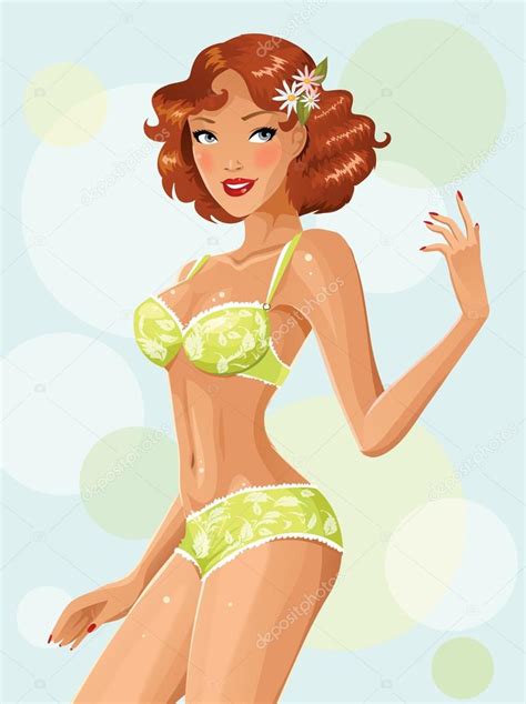 Slim Female In Lingerie — Stock Vector © Deedl 52278923