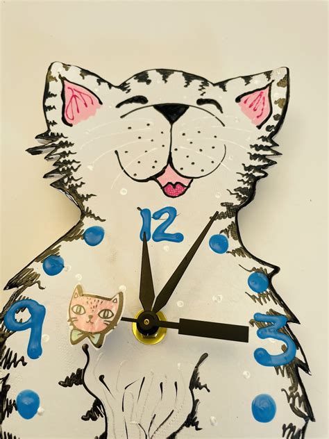 cat clock  swinging tail pendulum cat lover gift kitty cat clock unique wall clock