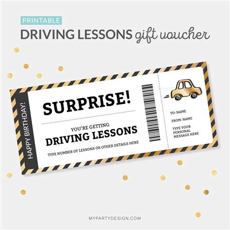 driving lessons gift voucher template   perfect diy gift