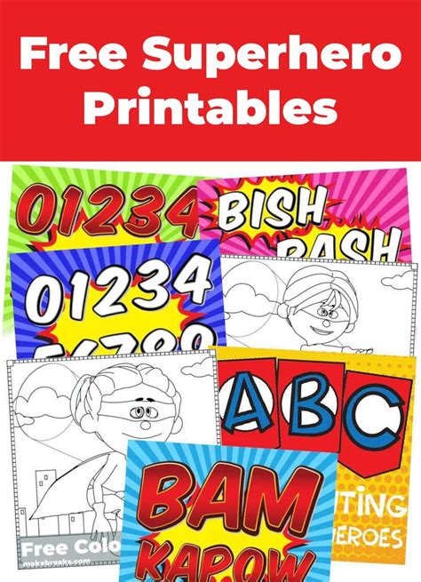 superhero themed printables including superhero coloring pages