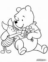 Pooh Piglet Winnie Coloring Pages Flowers Disneyclips sketch template