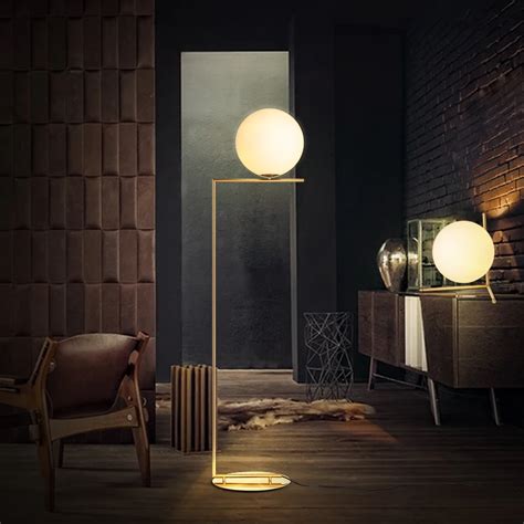 buy modern standing floor lamp  minimalist glass ball  light floor