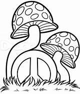 Psychedelic Trippy Mushroom Dragoart sketch template