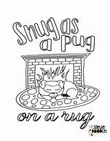 Coloring Rug Pug Printable Snug sketch template