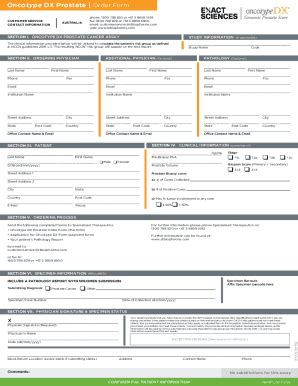 fillable  oncotype dx prostate order form specialised therapeutics fax email print