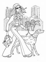 Coloring Pages Girl Teenager Teenage Fashion Dog Her sketch template