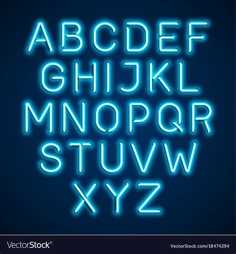 neon light glowing alphabet royalty  vector image