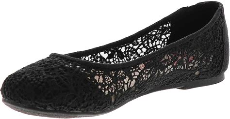 jellypop dariana crochet flat casual shoe black black size 8 uk