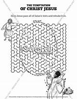 Jesus Tempted Matthew Coloring Bible School Pages Sunday Mazes Crossword Puzzles Large sketch template