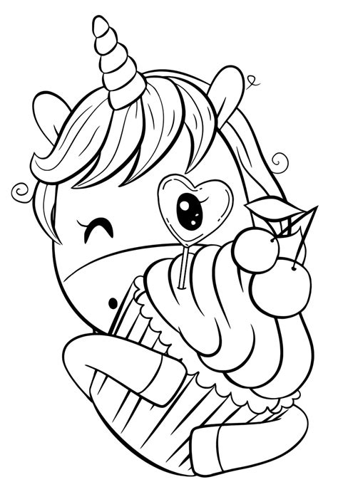 unicorns cutie  cupcakes coloring pages
