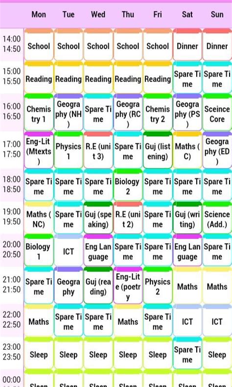 revision timetable timetable template school timetable revision