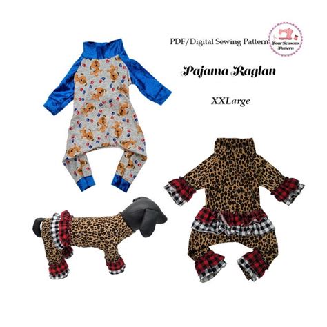 dog raglan pajama sewing pattern  dog clothes pattern etsy