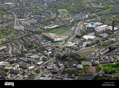 aerial view   lancashire town  darwen stock photo alamy