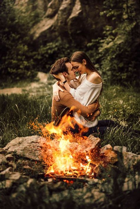 campfire couple shoot camping engagement photos indoor engagement