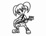 Guitar Girl Coloring Electric Colorear Coloringcrew sketch template