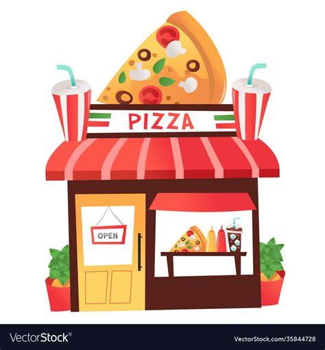 cartoon pizza shop royalty  vector image vectorstock