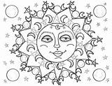 Moon Coloring Pages Sun Stars Getcolorings Earth Printable Soleil Mandala Adult Star Color Book Other Luna Source Planets Saturn Rocket sketch template