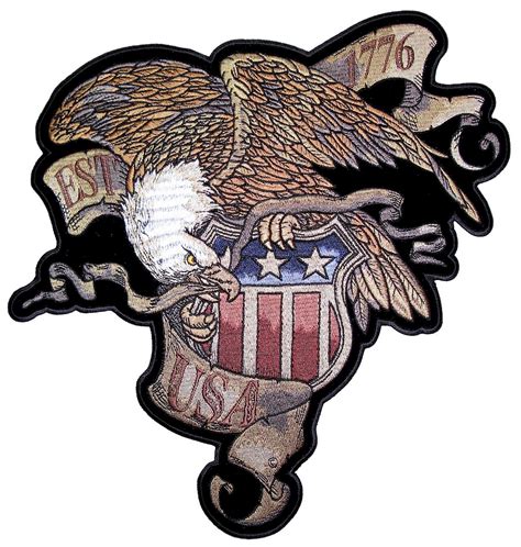 patriotic american flag eagle est  usa biker patch quality biker