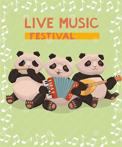 plakat mit pandas zum musikfestival drei pandas spielen