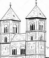 Clipart Abbaye Monastery Quedlinburg Illustrations Clip Abbey Vector Clipground Outline sketch template