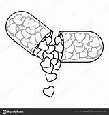 Pill Hearts Dripping Shape sketch template