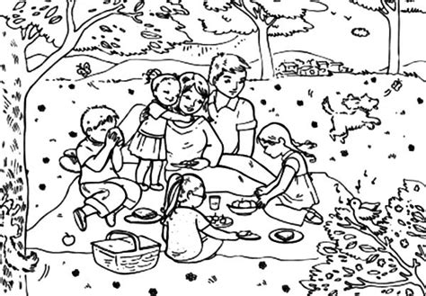 drawing big family picnic coloring pages netart coloring pages