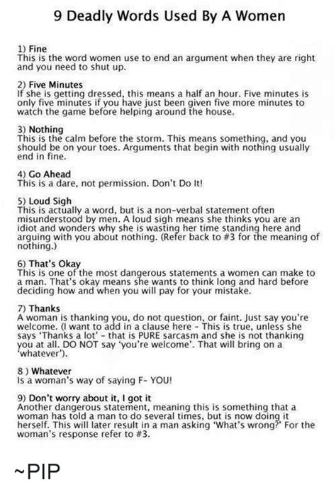 9 Deadly Words Used By A Women 1 Fine This Is The Word