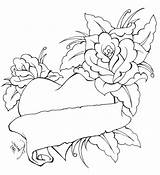 Roses Coloring Pages Hearts Heart Rose Color Printable Print Getcolorings sketch template