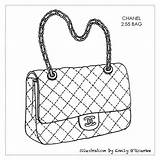 Purse Drawing Chanel Handbag Sketch Bag Designer Handbags Coloring Pages Purses Illustration Fashion Sketches Iconic Borsa Bags Outlines Sac Borse sketch template