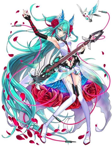 hatsune miku vocaloid roses guitar aitaina seeker vocaloid anime art hatsune miku et anime