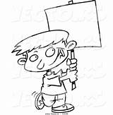 Cartoon Sign Blank Coloring Boy Vector Happy Advertising Outline Ron Leishman Royalty sketch template