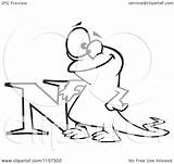 Newt Happy Clipart Leaning Letter Coloring Cartoon Toonaday Outlined Vector Regarding Notes sketch template