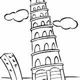 Coloring Pisa Tower sketch template
