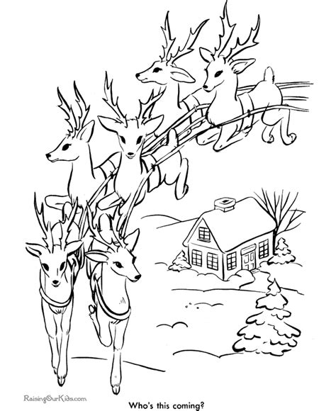 santas reindeer christmas coloring pages