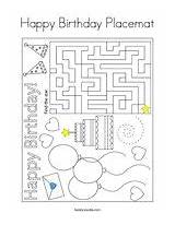 Birthday Coloring Happy Placemat 18th sketch template