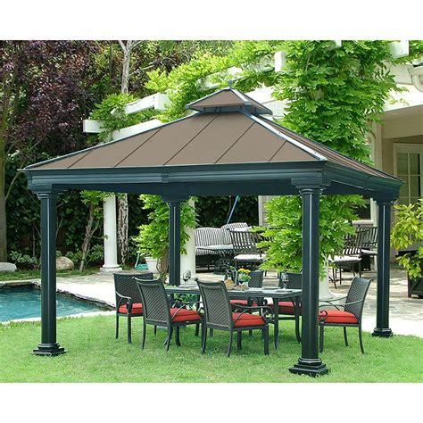 sunjoy broadway  ft   ft hard top gazebo  vented canopy  copper  home depot canada