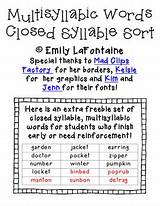 Multisyllabic Syllable Phonics Freebie 3k sketch template