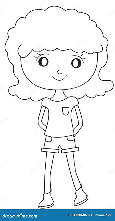 girl   curly hair coloring page stock illustration image