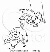 Trapeze Boy Coloring Girl Cartoon Toonaday Clipart Outlined Vector Circus sketch template