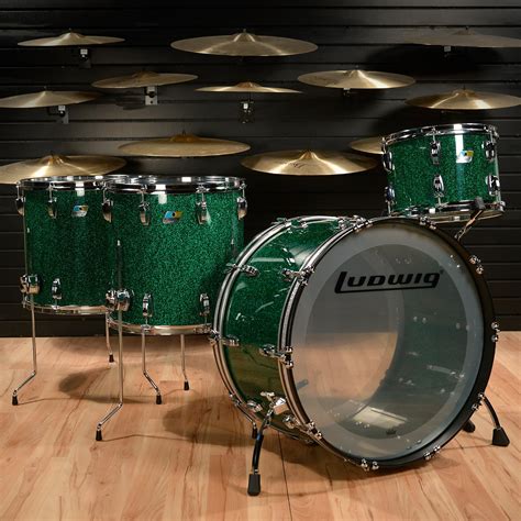 ludwig  anniversary vistalite  pc drum kit green
