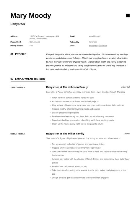babysitter resume examples writing guide  examples