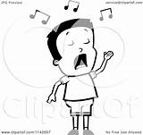 Clipart Singing Cartoon Coloring Talented Boy Outlined Vector Thoman Cory Royalty sketch template