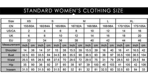 Standard Us Womens Size Chart