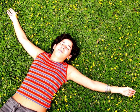 girl laying   grass stock photo freeimagescom