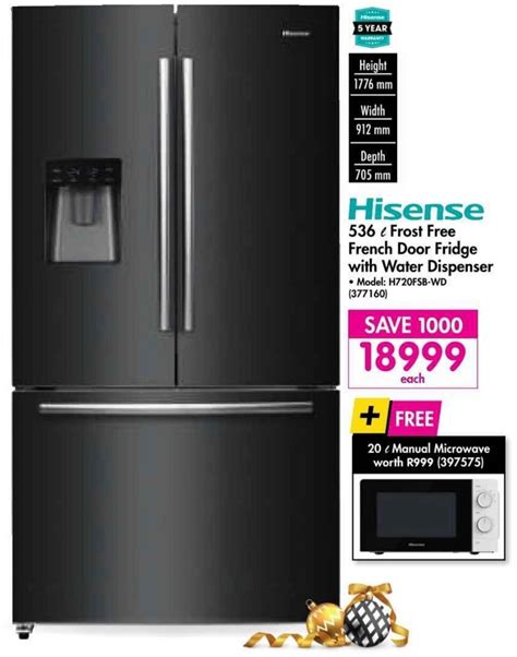 hisense  front  french door fridge  water dispenser offer