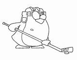 Hockey Penguin Playing Coloring Coloringcrew sketch template
