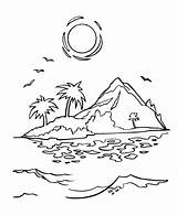 Coloring Pages Island Sunset Tropical Cartoon Drawing Printable Sunrise Kids Az Color Colour Sheets Print Islands Book Pirate Simple Pirates sketch template