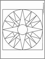 Coloring Geometric Pages Star Circle Nautical Point Circles Wheel Inside Customize Print Colorwithfuzzy Sundial Stars Detailed Centered Pag sketch template