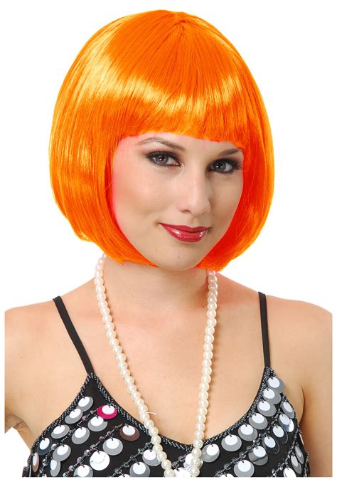 orange bob wig  women