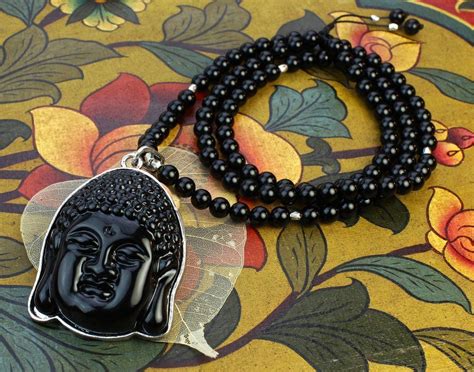 large buddha and onyx necklace onyx necklace chain necklace beaded